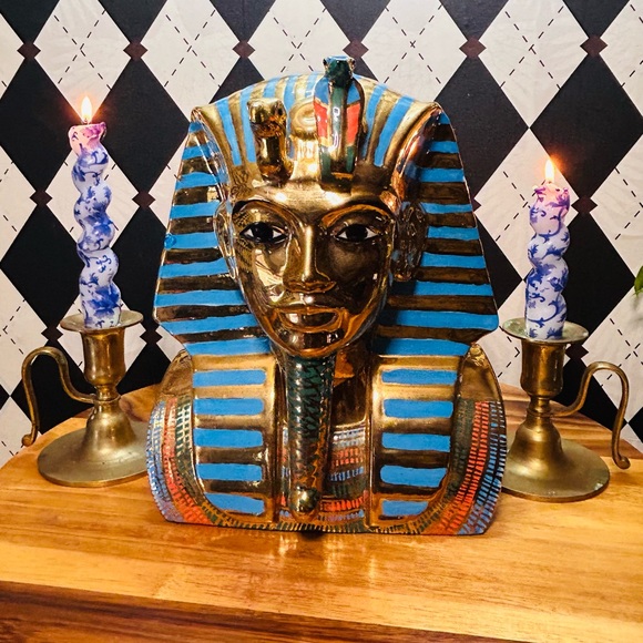 Large Egyptian Pharaoh Egypt Bust – 10” Egypt Sculpture History - Picture 13 of 15